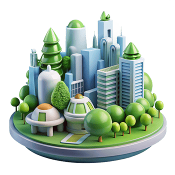 extraordinary classic Eco Friendly City 3D Illustration professional png