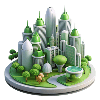magnificent abstract Eco City 3D Illustration 4K png