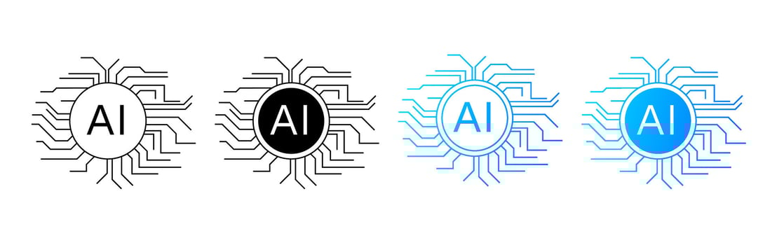 Circular AI logo with circuits for modern and futuristic tech. vector