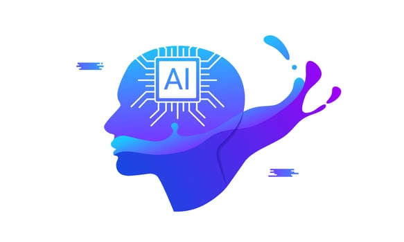 Gradient human head with liquid waves for futuristic designs. vector