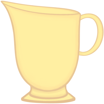 A yellow ceramic jar of milk or coffee or tea. png