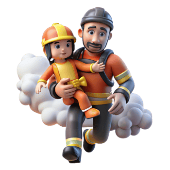 magnificent creative wonderful vintage magnificent vintage Brave Firefighter 3D Illustration exclusive genuine professional png