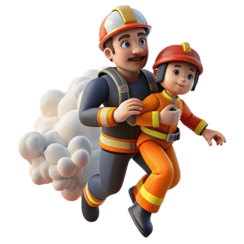 beautiful rustic stunning modern elegant abstract 3D Illustration Firefighter Rescue 4K detailed detailed png
