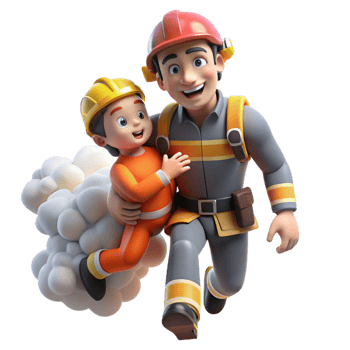 magnificent vintage dramatic contemporary elegant vintage 3D Illustration Firefighter Rescues Child high resolution professional premium png