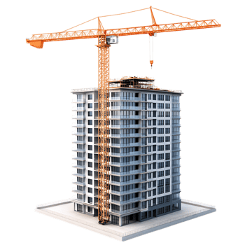 A construction crane is standing on top of a tall building png
