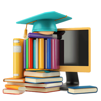 A stack of books and a computer monitor png