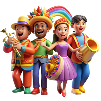 3D Illustration Festive Parade Characters png