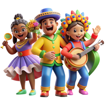 Vibrant 3D Illustration of Festive Children png