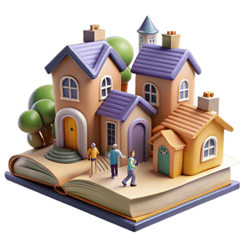 A book with a house on top of it png