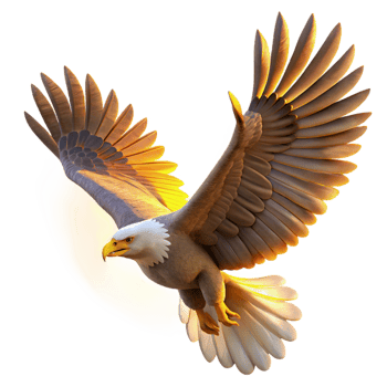 An eagle flying in the air with its wings spread png