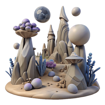 magnificent rustic extraordinary minimalist Fantasy 3D Render Alien Landscape exclusive detailed png