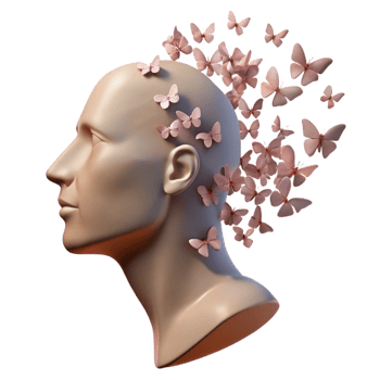 3D Illustration Butterflies and Mind png