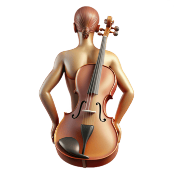 beautiful minimalist impressive artistic 3D Render Woman Violinist Back View authentic exclusive png