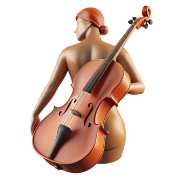 vibrant artistic elegant contemporary Cello Player 3D Render exclusive detailed png