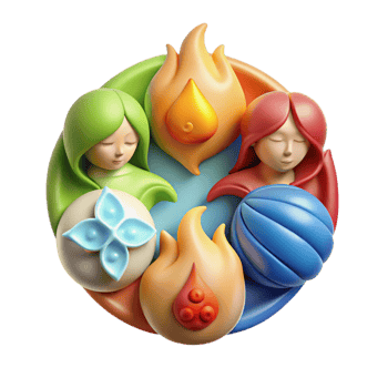vibrant rustic elegant artistic 3D Illustration of the Four Elements original original png