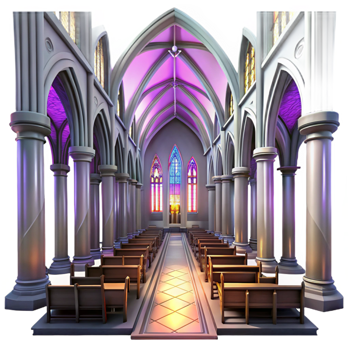 serene contemporary dramatic artistic 3D Church Interior Illustration 4K original png