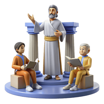 serene abstract serene classic 3D Illustration Religious Teacher and Students authentic authentic png