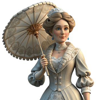extraordinary abstract vibrant artistic Elegant 3D Lady with Parasol Illustration high quality original png
