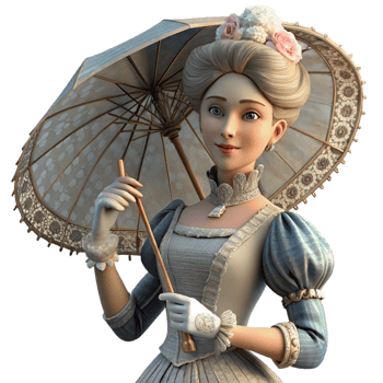 dramatic abstract stunning traditional Elegant 3D Lady with Parasol Illustration genuine exclusive png