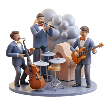 serene classic vibrant classic 3D Illustration Jazz Band Music high resolution high resolution png