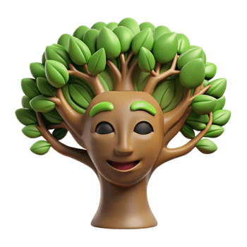 dramatic contemporary beautiful artistic Smiling Tree Head 3D Render high resolution professional png