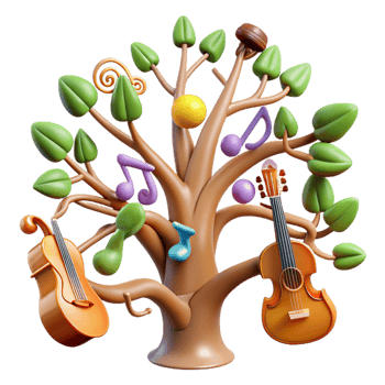 impressive abstract wonderful contemporary Musical Tree 3D Illustration exclusive exclusive png