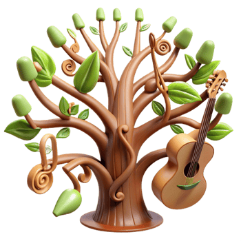 extraordinary traditional impressive minimalist 3D Illustration Musical Tree Nature high resolution authentic png