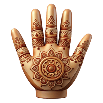 3D Henna Hand Intricate Design png