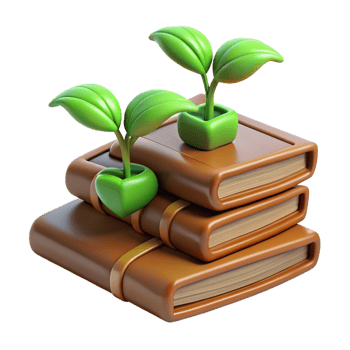 wonderful modern beautiful vintage 3D Render Stack of Books with Growing Plants high resolution high quality png