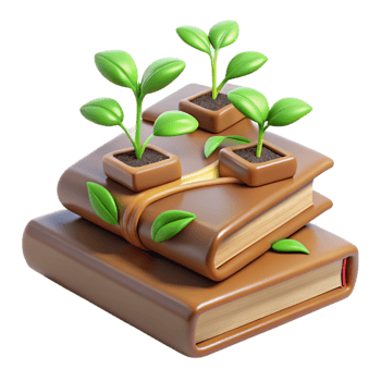 elegant contemporary impressive contemporary 3D Render of Books and Plants Growing professional exclusive png