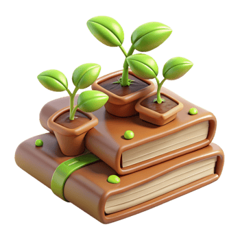 wonderful classic vibrant modern 3D Render Growing Plants on Books original high resolution png