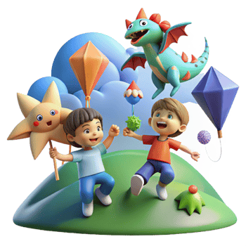 dramatic traditional dramatic classic Joyful Kids 3D Illustration high resolution original png
