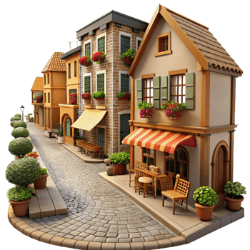 extraordinary modern impressive modern Charming European Street 3D Illustration premium original png