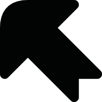 Silhouette of an arrow pointing in an upward diagonal direction on a white solid background. vector