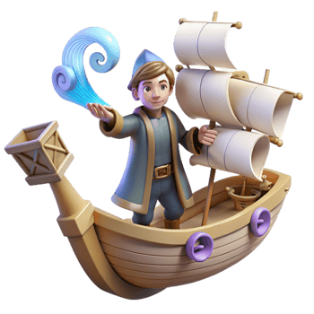 extraordinary traditional vibrant classic 3D Cartoon Boy Sailor on a Ship Illustration authentic high resolution png