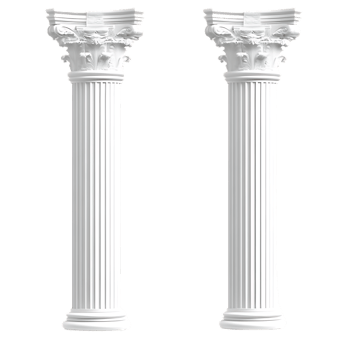 Two Classic White Columns with Intricate Capitals png