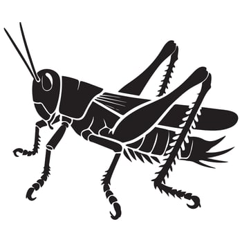 Elaborate Grasshopper Silhouette Illustration Detailed Insect Design vector
