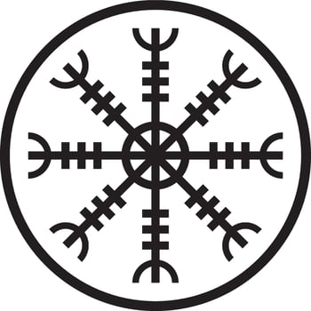 Helm of Awe Viking magic protection symbol war sign tattoo art Iceland pagan amulet vector