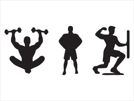 Fitness Workout Silhouettes on white background vector