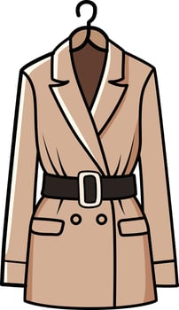 Stylish beige coat with a belt, perfect for layering during colder seasons. vector
