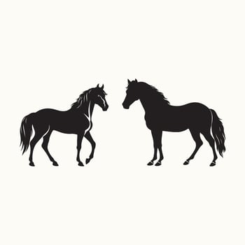 Equestrian Silhouette, Running Horses vector