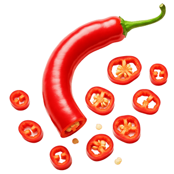 Fresh Red Chili Pepper with Slices and Seeds png