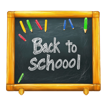Chalkboard with the words back to school written in white chalk png