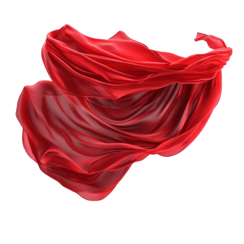 Flowing red silk fabric captured in mid air with folds and movement png