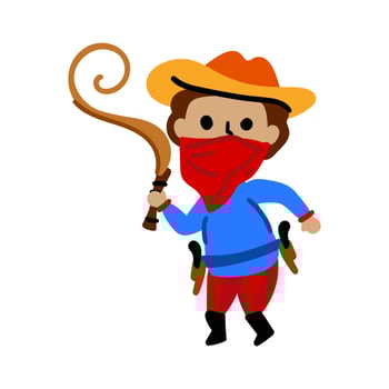 Funny cowboy character in cartoon style isolated on white vector
