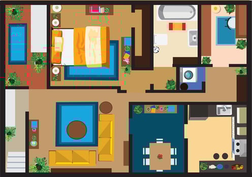 Top View Floor Plan Interior Design vector