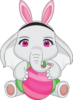 Cute Elephant Girl With Balloon Mascot vector