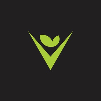 letter v leaf green human organic logo vector