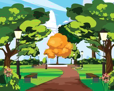 Anime Park Background Illustration vector