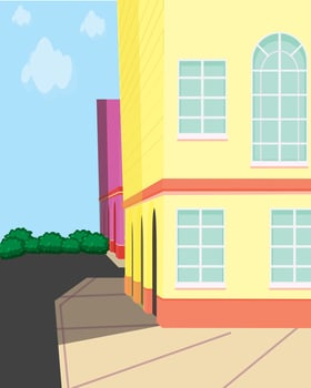 Outside Building Footpath Street Illustration vector